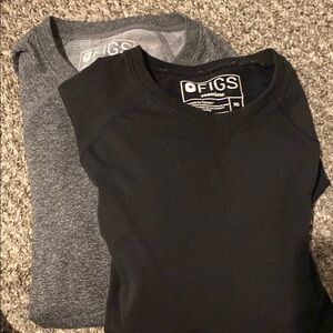 Figs Maternity Salta Long Sleeve Tops XS Black and Gray